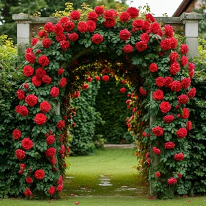 Роза плетистая Алый Триумф купить по цене от 319р. в интернет-магазине «Посадика» с доставкой почтой в в Верхнеуральске и по всей России – [изображение №1].